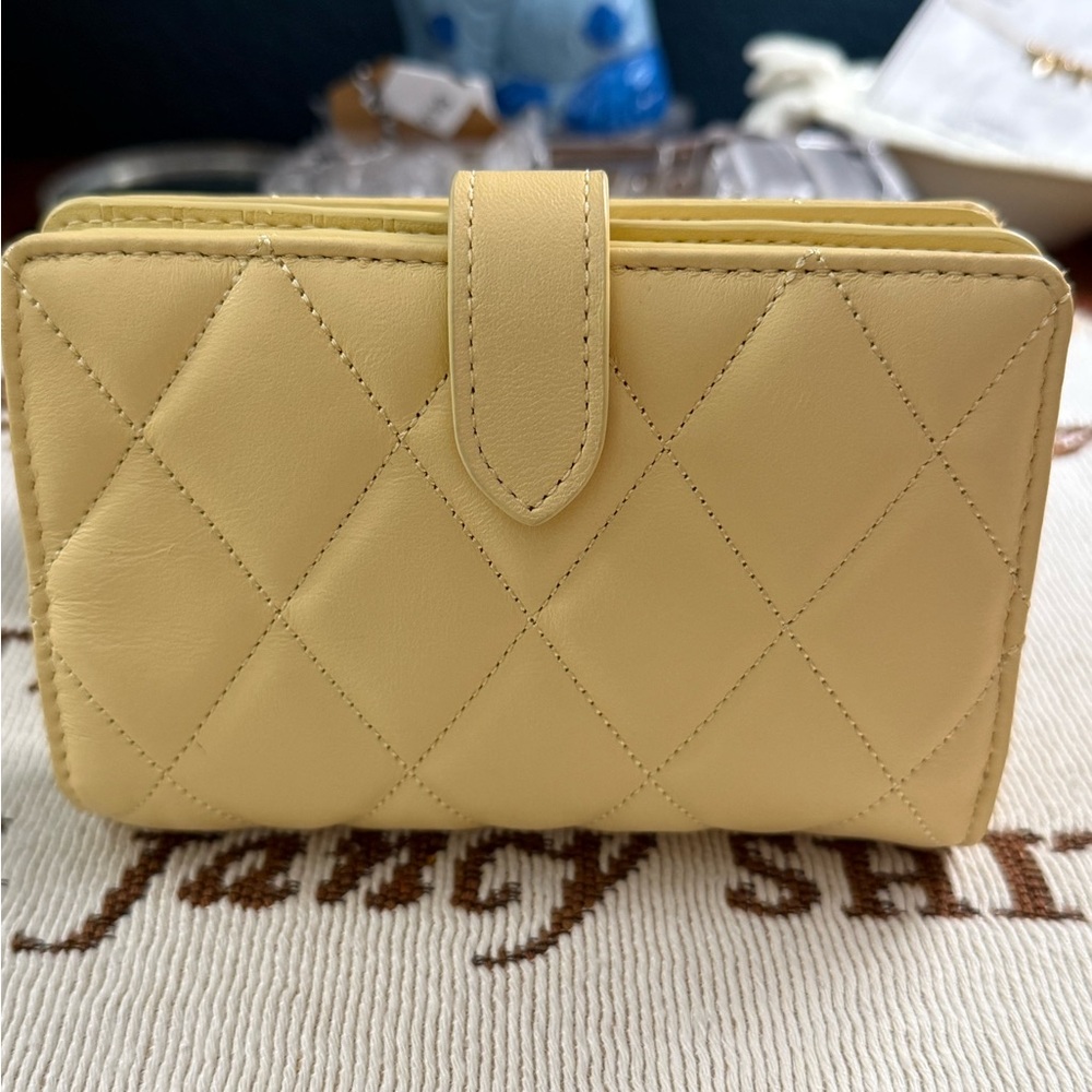 kate spade Carey Medium Compact BiFold Quilted Wallet - Butter Yellow - Picture 4 of 5